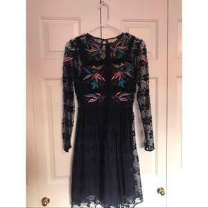 Navy blue embroidered dress